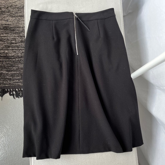 Pink Tartan (8) black gabardine midi skirt with pockets and soft front pleats. - Picture 10 of 14